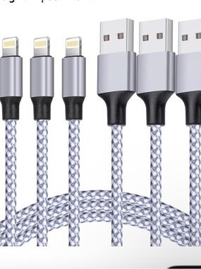 Taka 3-Pack Nylon Braided Lightning Cables in Silver and Black